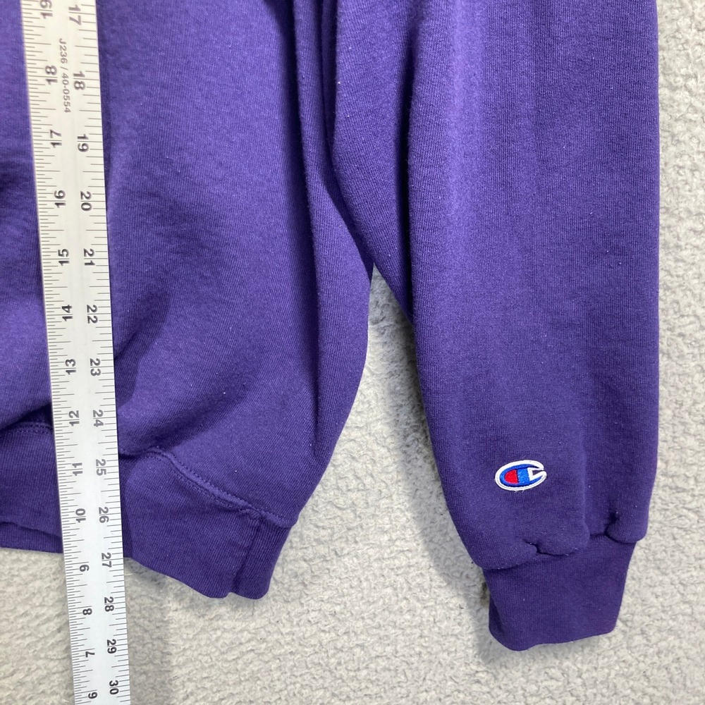Emerson College Lions Sweatshirt Women XL Purple Pullover Champion Sweater FLAW - Picture 4 of 12